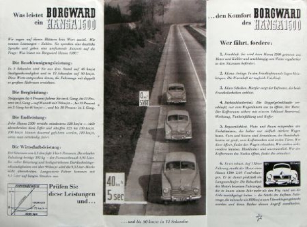 Borgward Hansa 1500 Safety Steering Wheel 1952 Carbrochure (8811)